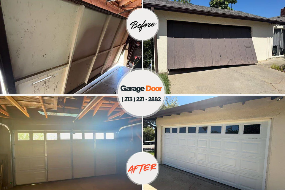 Before and after: garage door repair Crab Orchard, WV